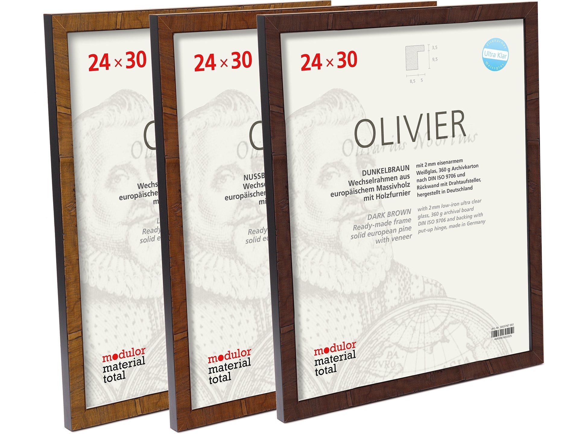 Fotorahmen Holz Olivier 10 x 15 cm, dunkelbraun / schwarz