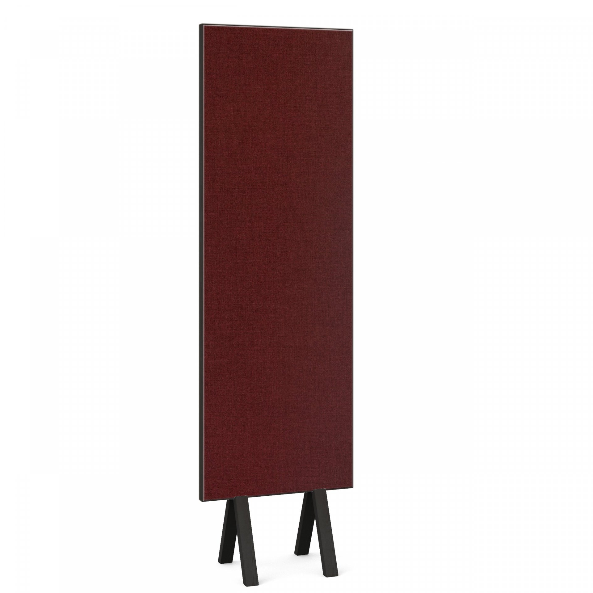 Modulor Akustik PST, Stellwand mit Beinen, 62,5 x 187,5 x 6 cm, Esche schwarz Stoff karminrot