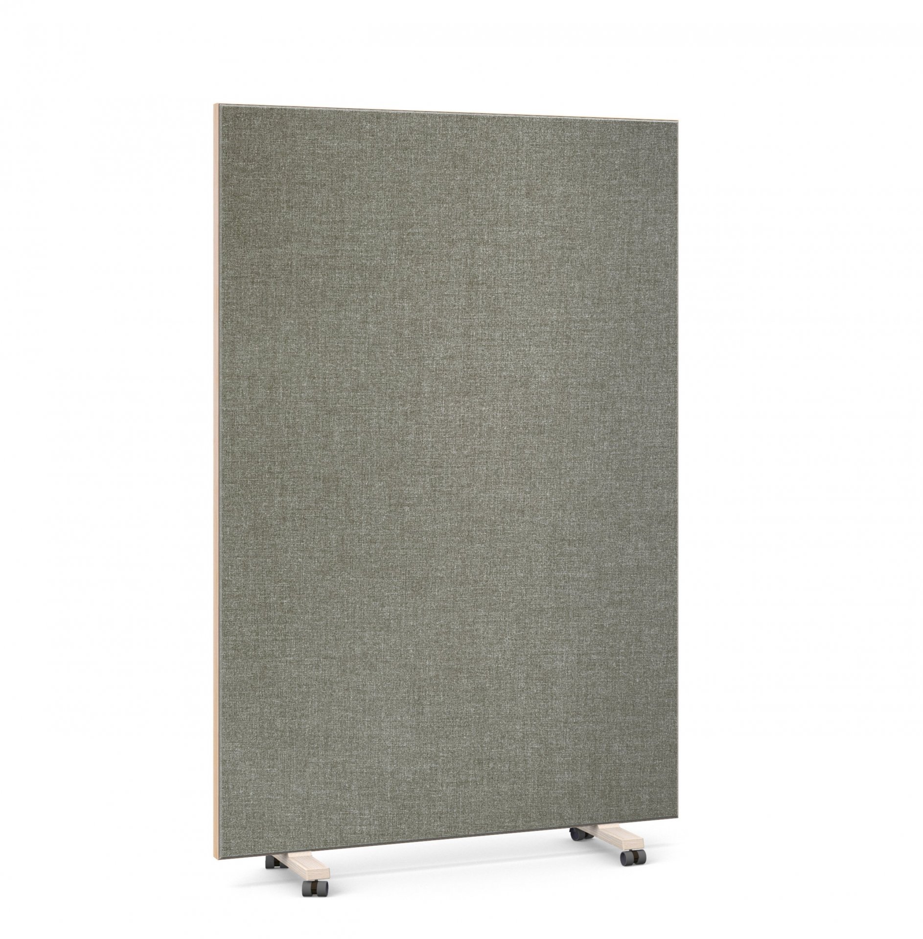 Modulor Akustik PST, Stellwand mit Rollen, 125 x 187,5 x 6 cm, Esche natur, Stoff hellgrau