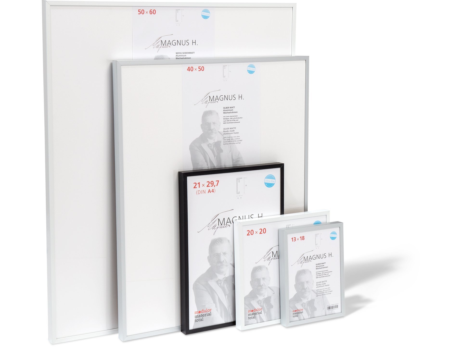 Wechselrahmen Alu Magnus H 50 x 60 cm, silber matt