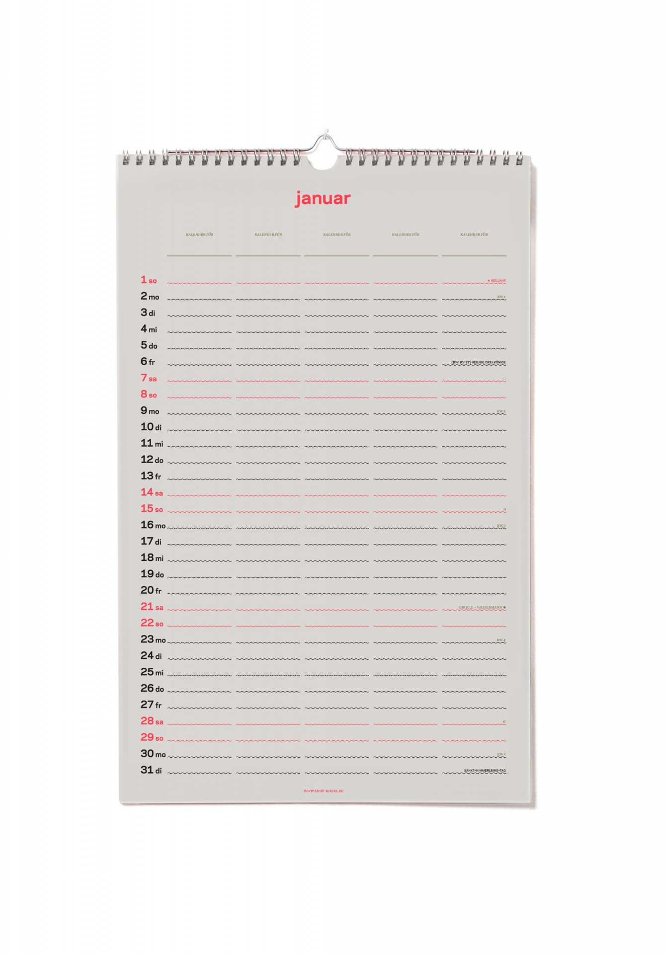 Rikiki Familienplaner Siebdruck Neon Rikiki Familienplaner Siebdruck Neon