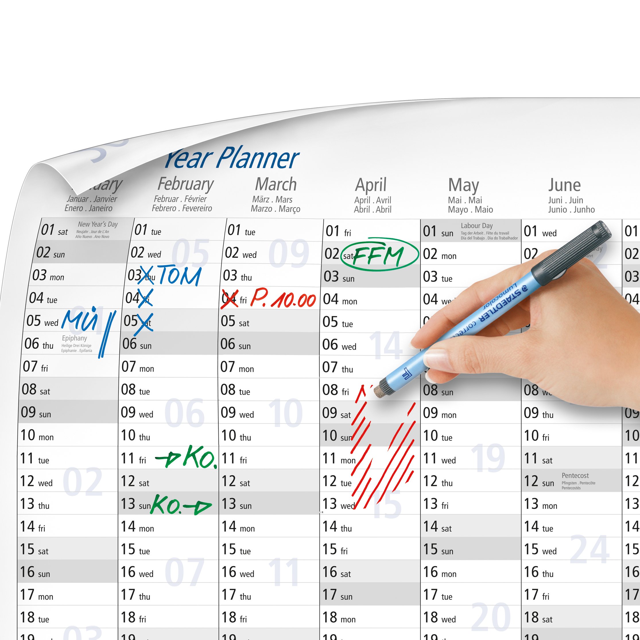 Lumocolor Jahresplaner Rikiki Familienplaner Siebdruck Neon